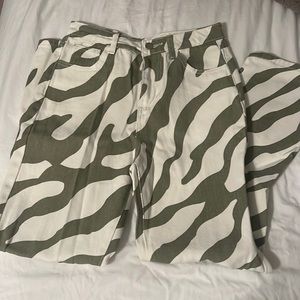 Green zebra mom jeans